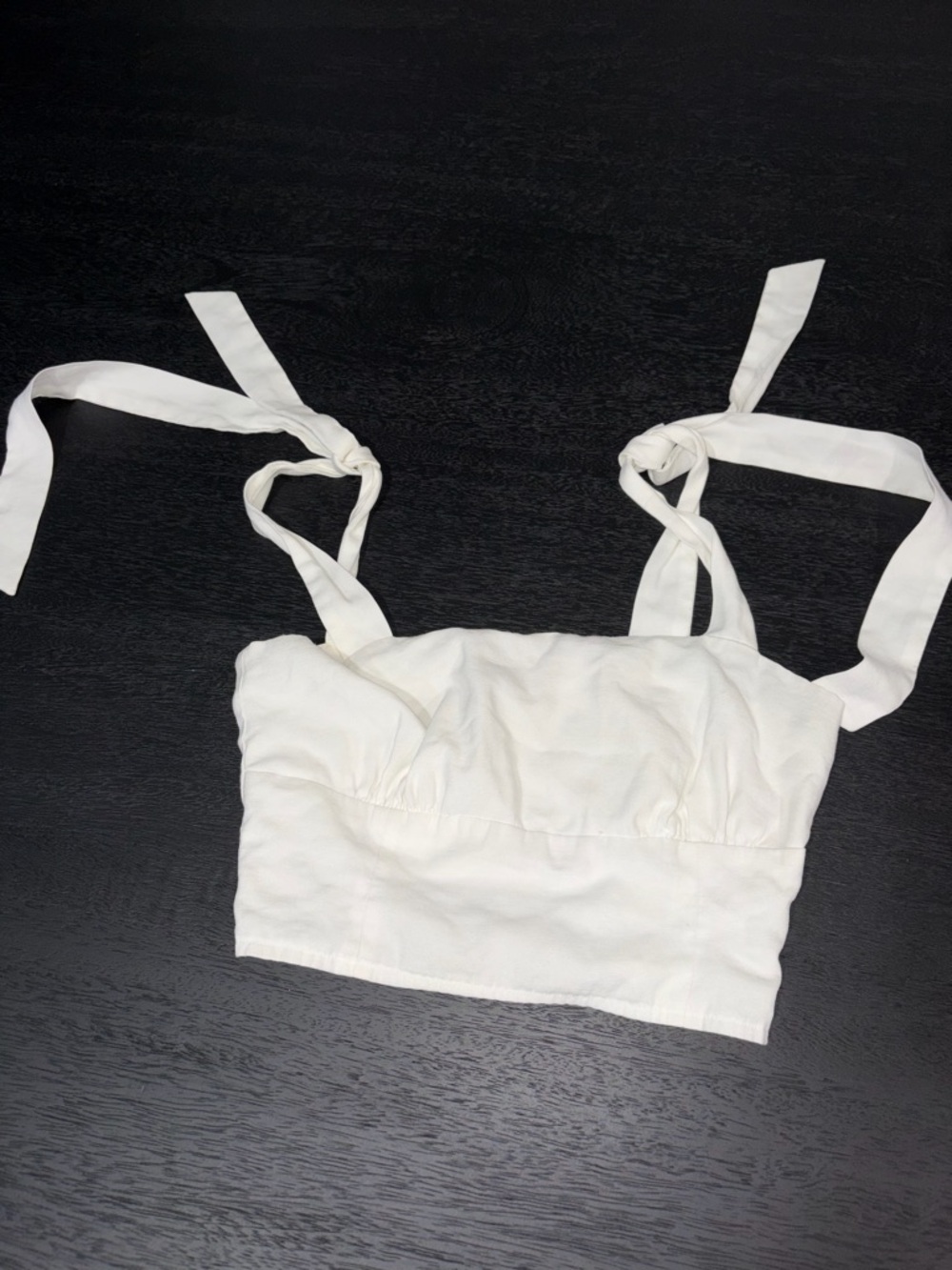 Forever 21 White Tie-Strap Crop Top